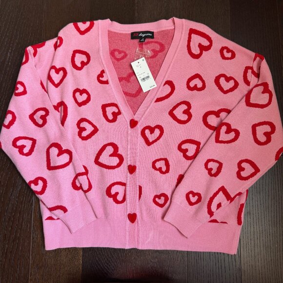 NWT Target Viral Valentine's Day Graphic Heart Cardigan - Pink & Red (Size M) - Picture 1 of 8